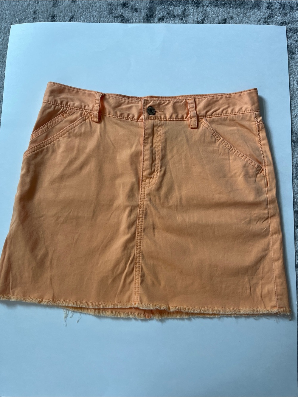 GAP Peach Frayed-Hem Denim Mini Skirt